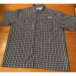 HABIT Fishing Shirt Short Sleeve Blue Plaid Men's XL Ventilated 40+ Solar Factor
